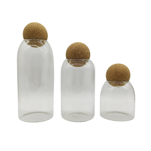 Set Frascos de Vidrio con Tapa de Corcho X3 Tamaños
