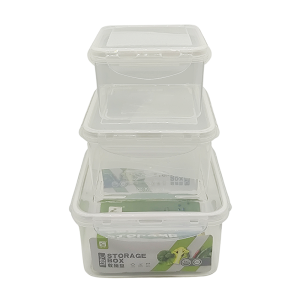 Set Tupper Hermético Cuadrado de Plástico x3 Tamaños