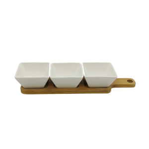 Set Copetinero 3 Dips de Cerámica con Tabla