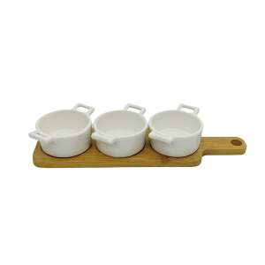 Set Copetinero 3 Dips de Cerámica con Tabla