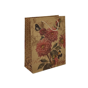 Bolsa de Cartón Mini con Diseño de Flores